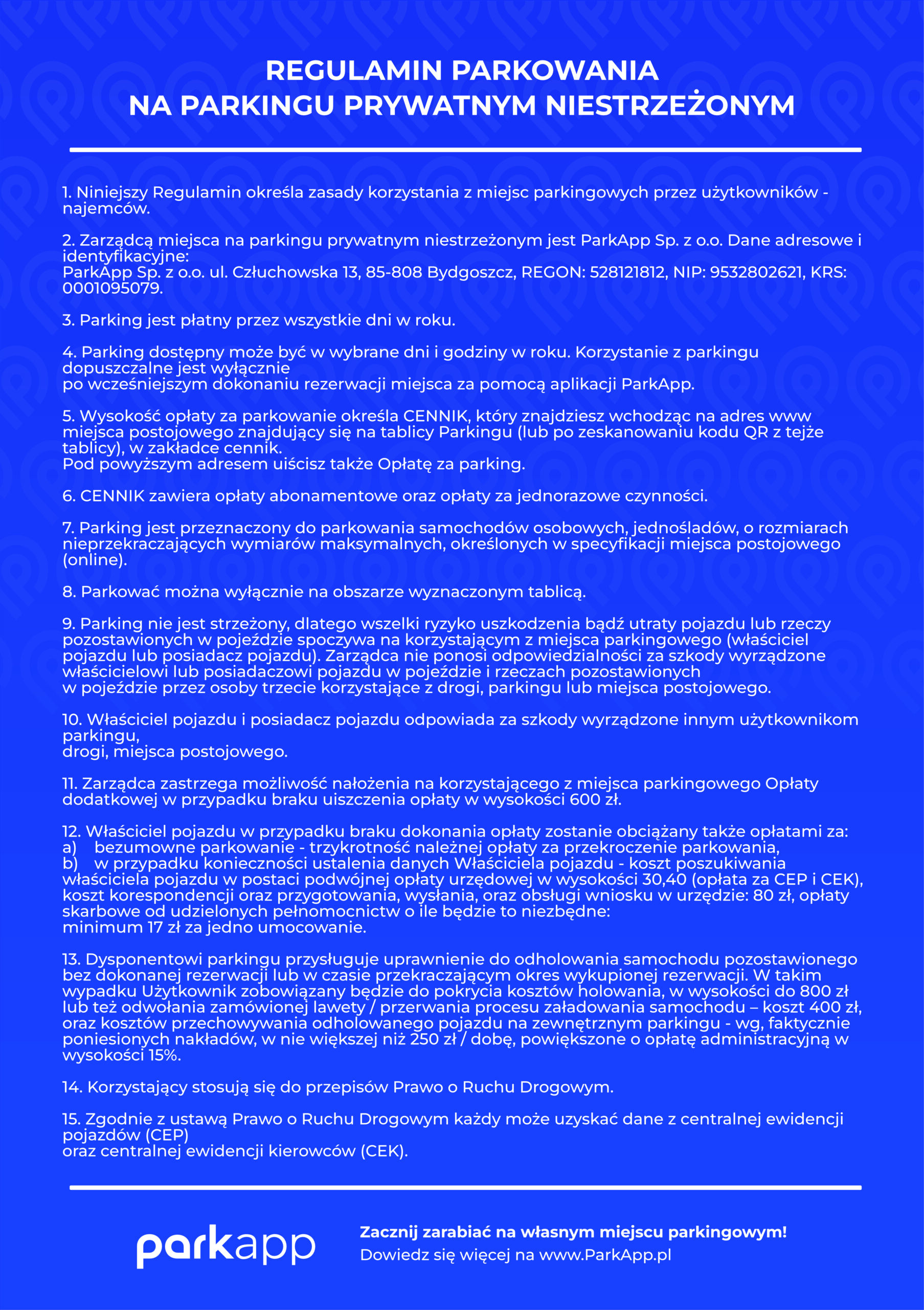 Tablica regulamin - Niebieska - obrazek 2