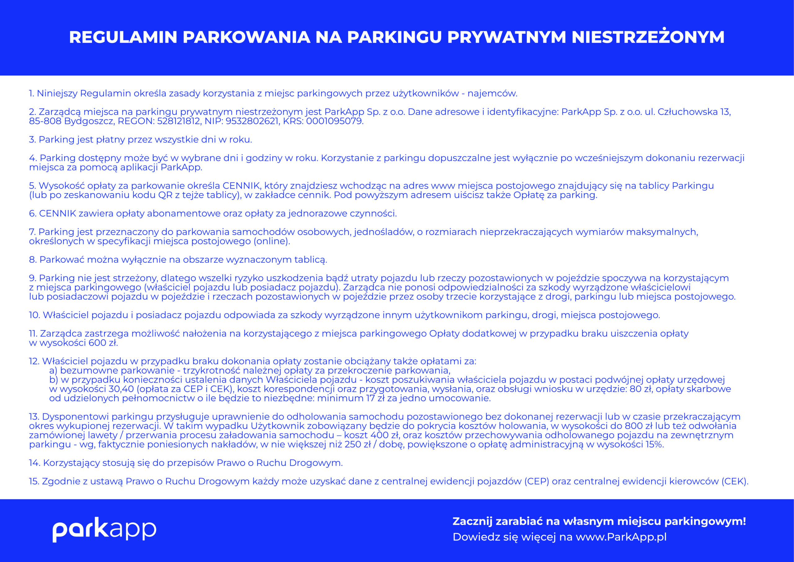 Tablica regulamin - Biała - obrazek 2