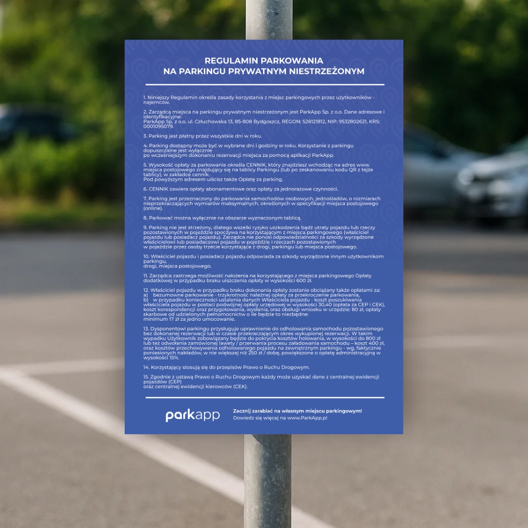 Tablica regulamin - Niebieska